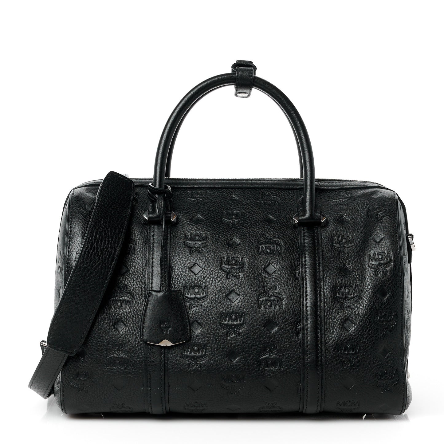 Calfskin Ottomar Monogram Medium Boston Bag Black