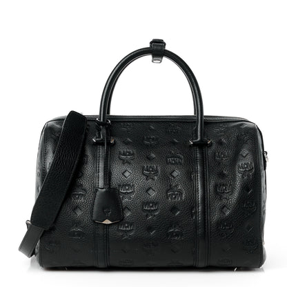 MCM Calfskin Ottomar Monogram Medium Boston Bag Black 1 of 11
