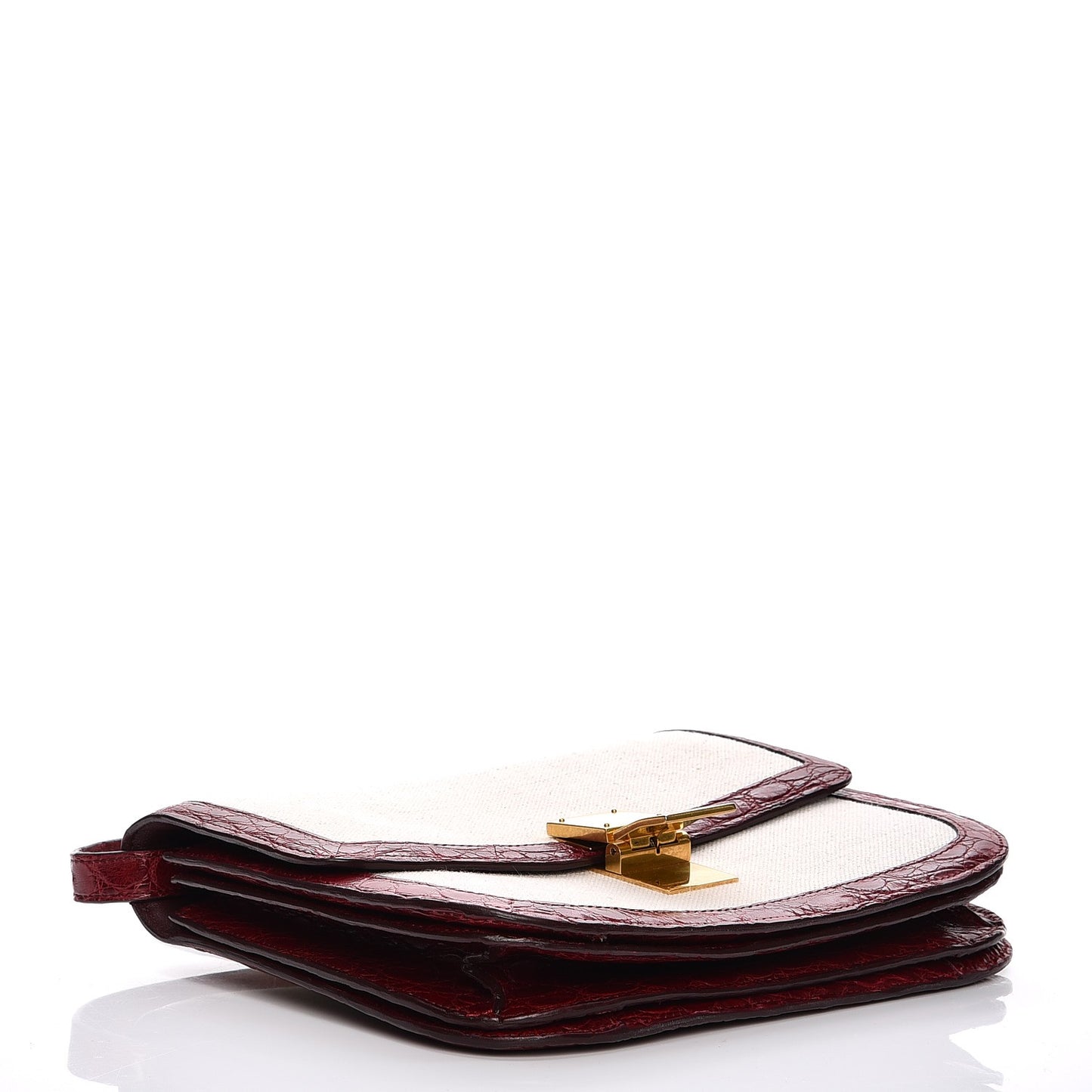 Canvas Calfskin Crocodile Embossed Medium Classic Box Flap Bag