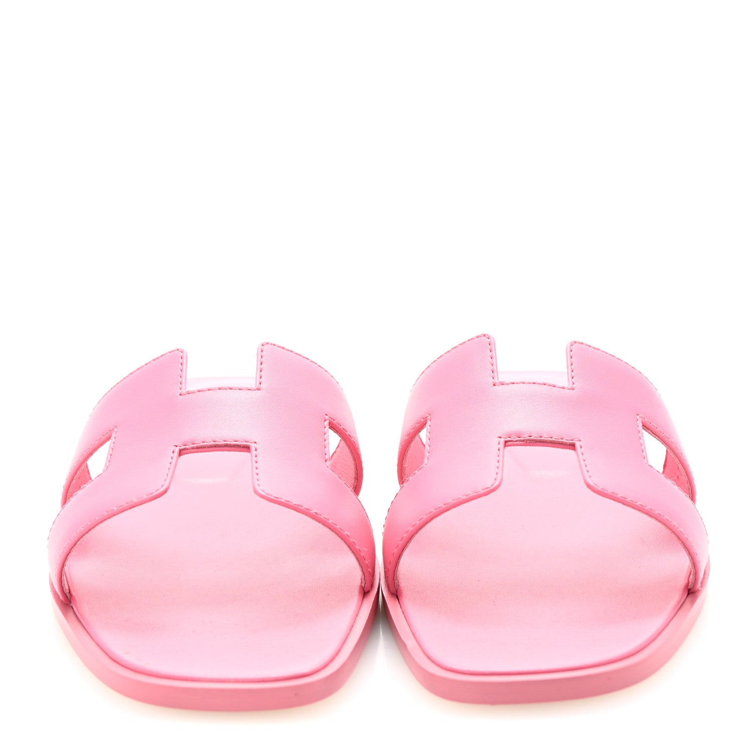 Hermes Box Calfskin Oran Sandals 37.5 Rose Petale 3 of 10
