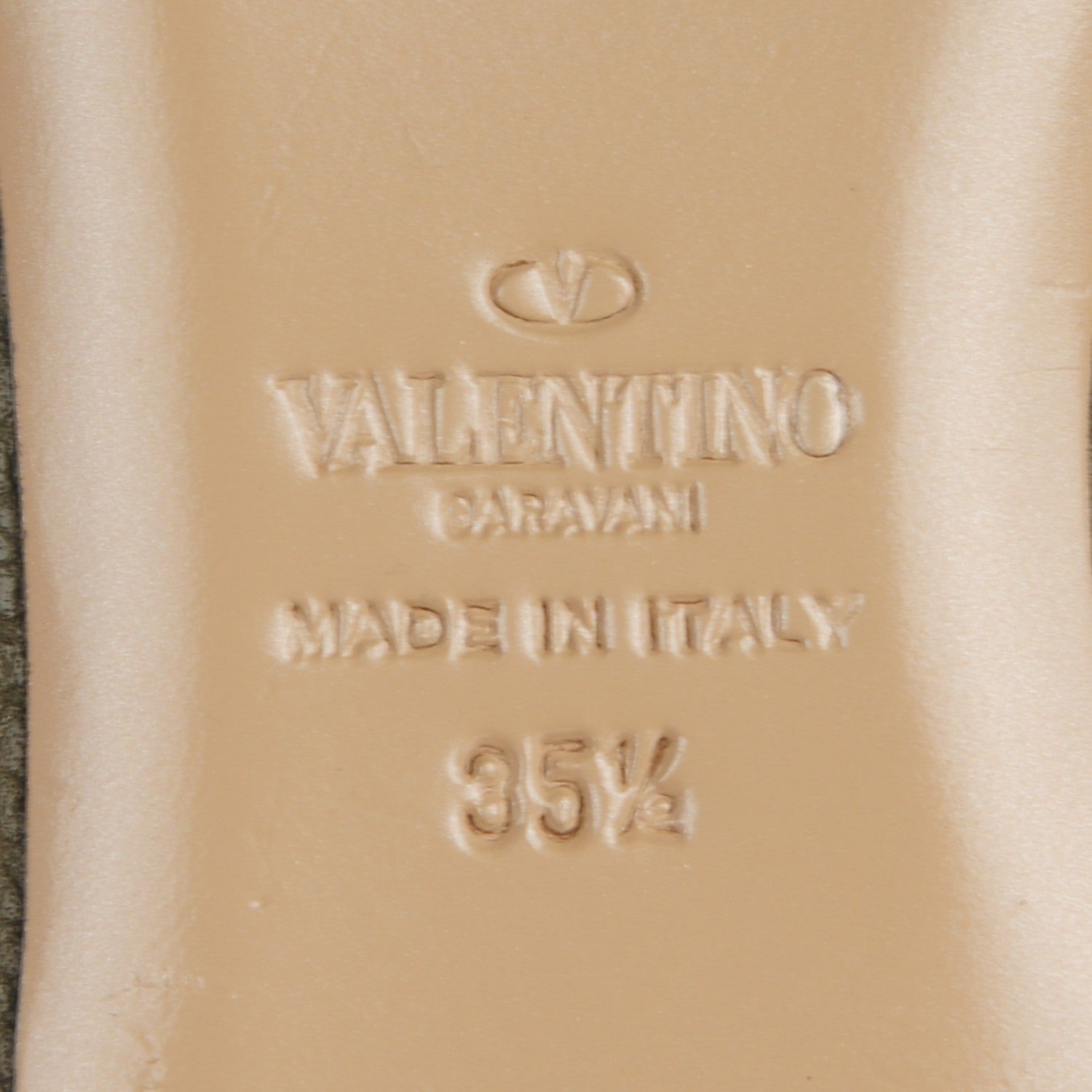 Valentino Garavani Pebbled Calfskin Rockstud Ballerina Flats 35.5 Army Green 7 of 9