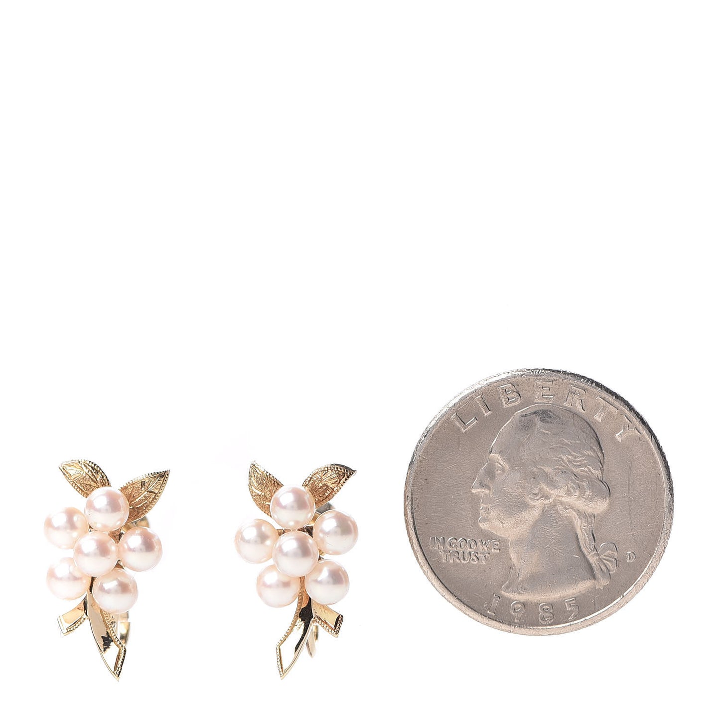 14K Yellow Gold Akoya Pearl Flower Screw Back Earrings