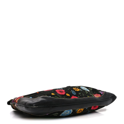 Gucci Canvas Floral Flora Medium Jackie O Bouvier Hobo Black 4 of 11