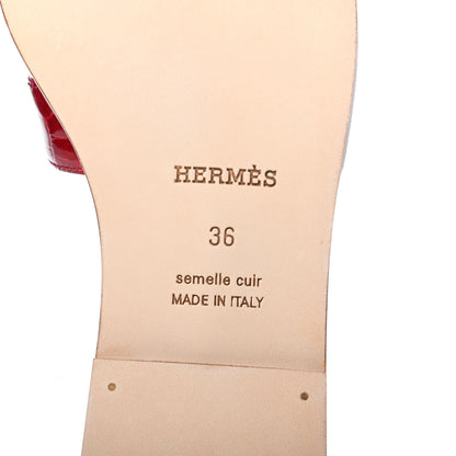 Hermes Shiny Alligator Oran Sandals 36 Braise 6 of 8