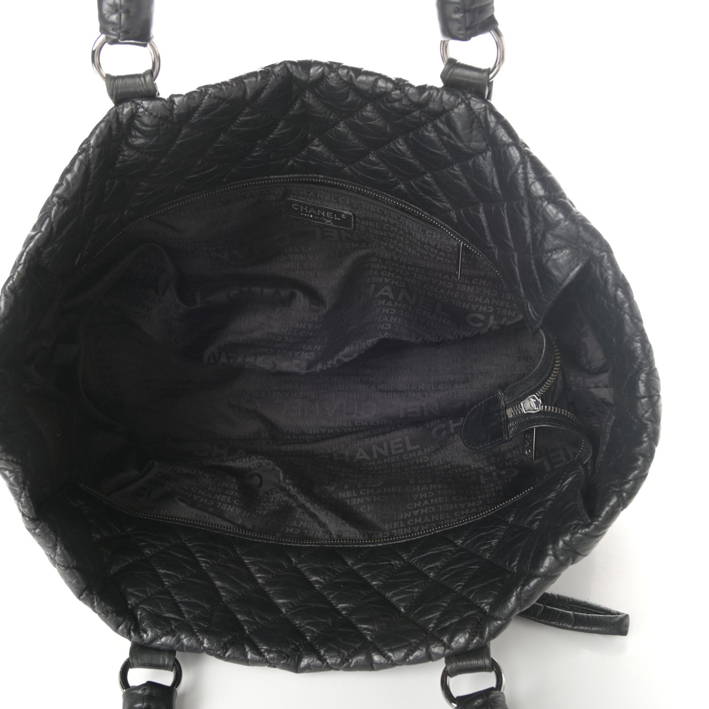Distressed Lambskin Vintage Ligne Lady Braid XL Tote Black
