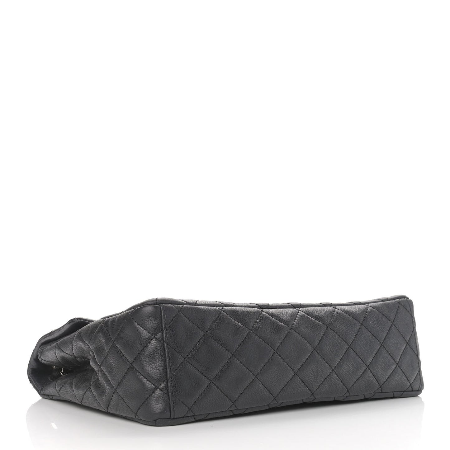 Washed Caviar Quilted Maxi Single Flap Black