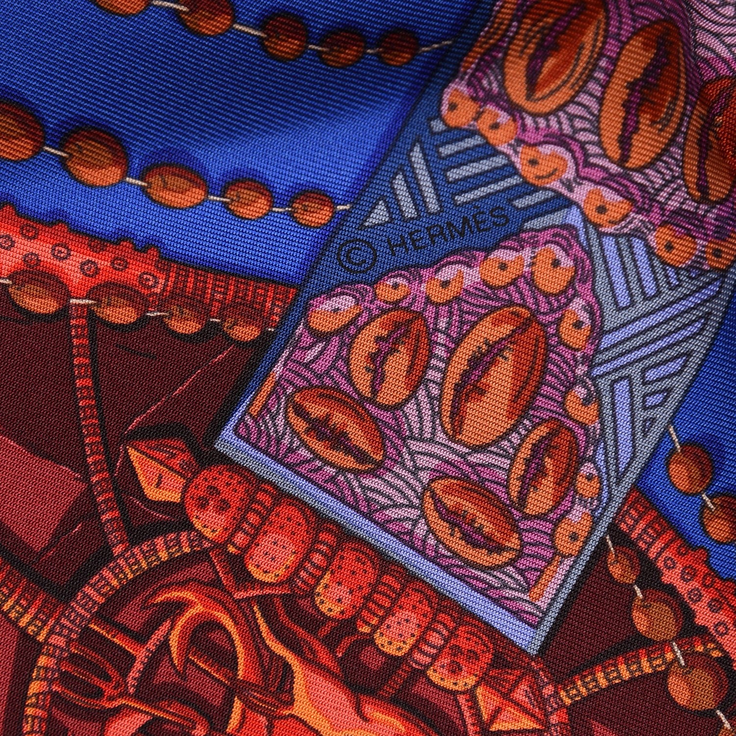 Hermes Silk Chemins De Corail Scarf 90 Bleu Royal Gris Bleuete Rouge 5 of 6