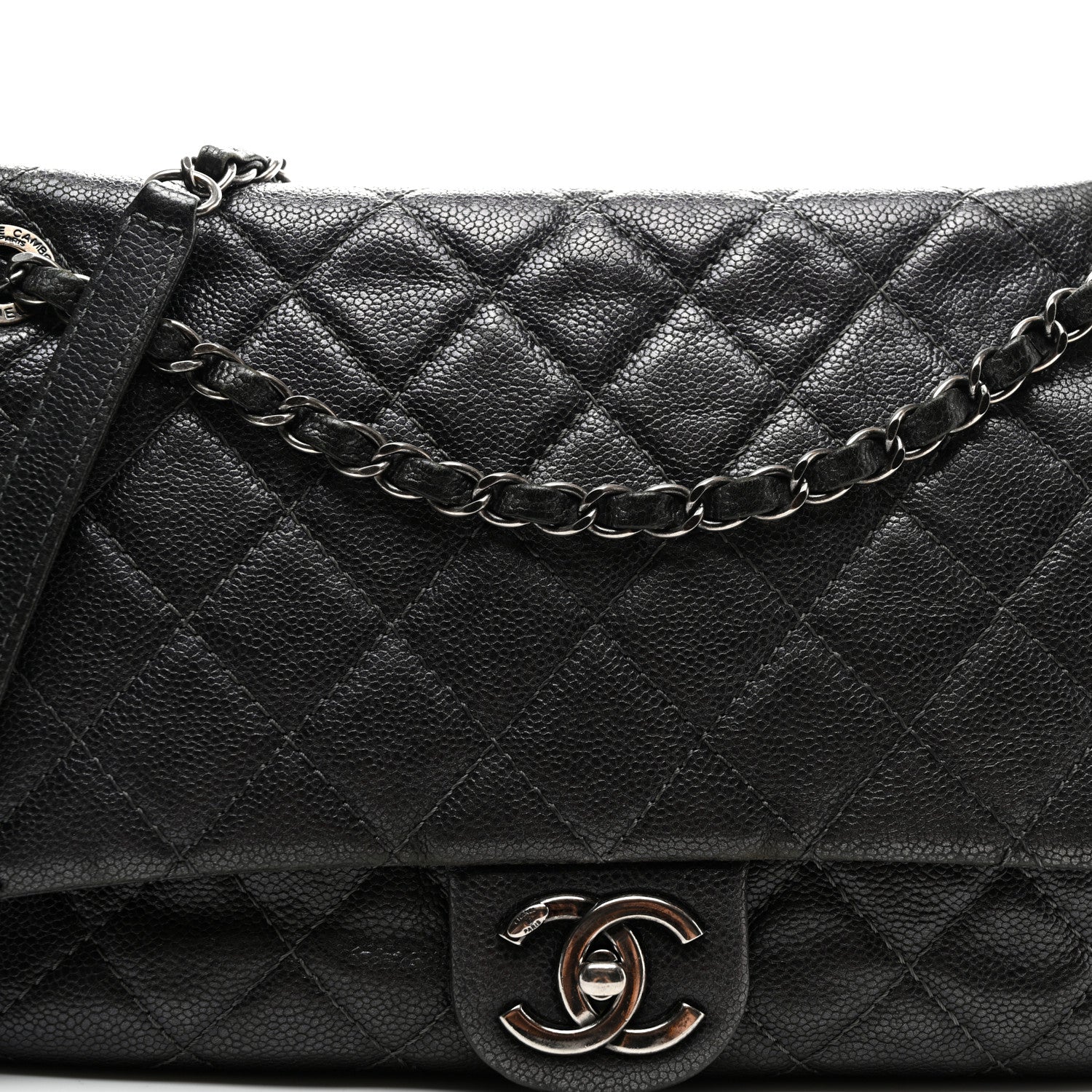 Chanel Iridescent Caviar Quilted Jumbo Easy Flap Grey 8 of 10