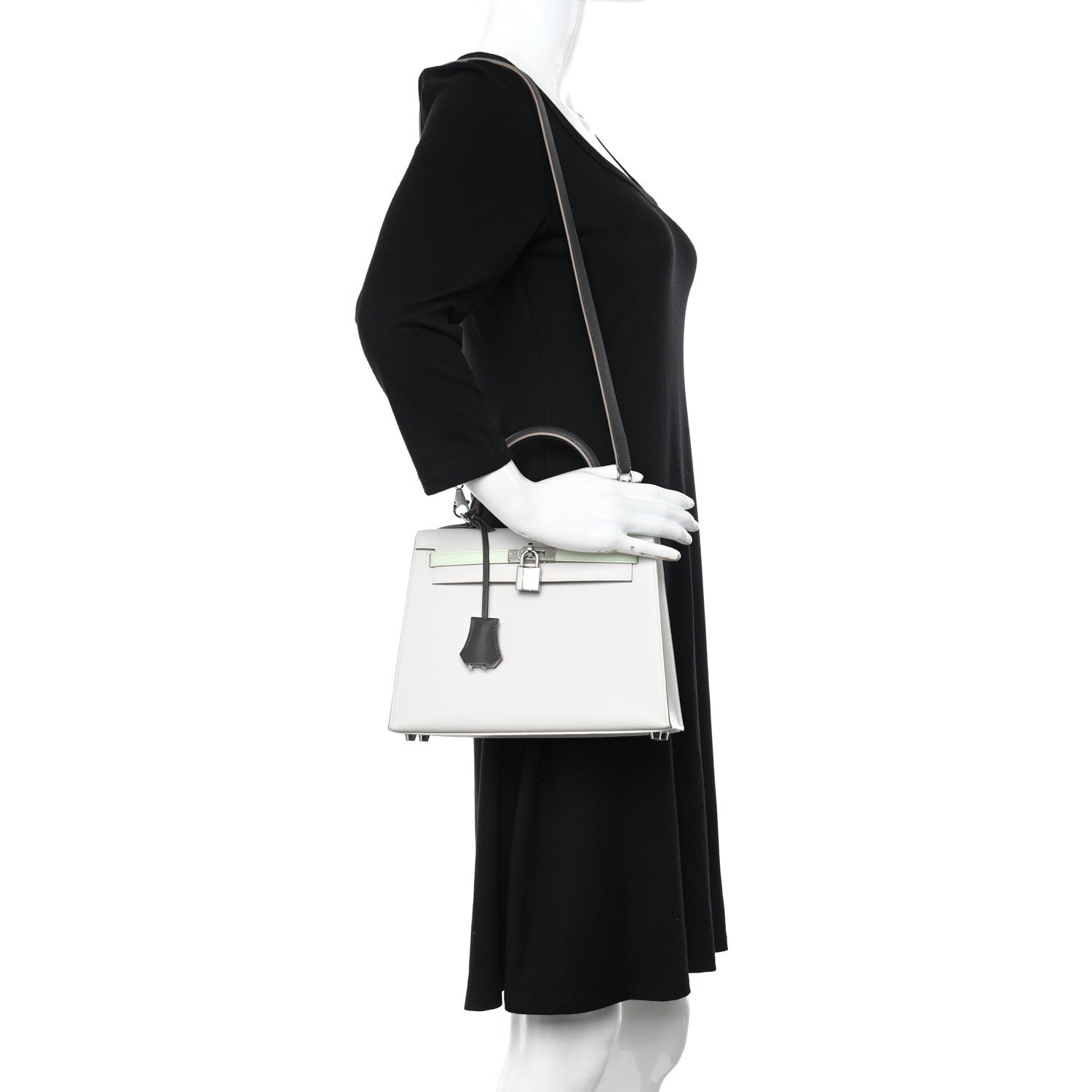 Hermes Epsom Tri-Color Kelly Sellier 25 Gris Pale Vert Fizz Graphite 2 of 11