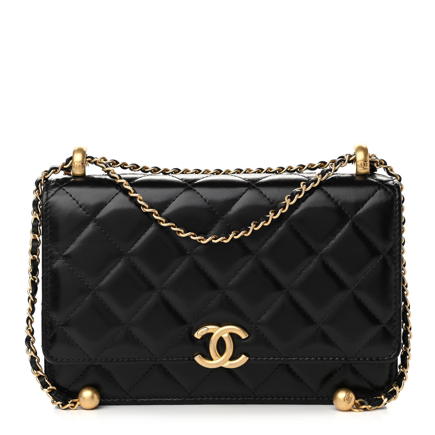Chanel Calfskin Quilted Perfect Fit Wallet On Chain WOC Black 1 of 12