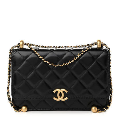 Chanel Calfskin Quilted Perfect Fit Wallet On Chain WOC Black 1 of 12