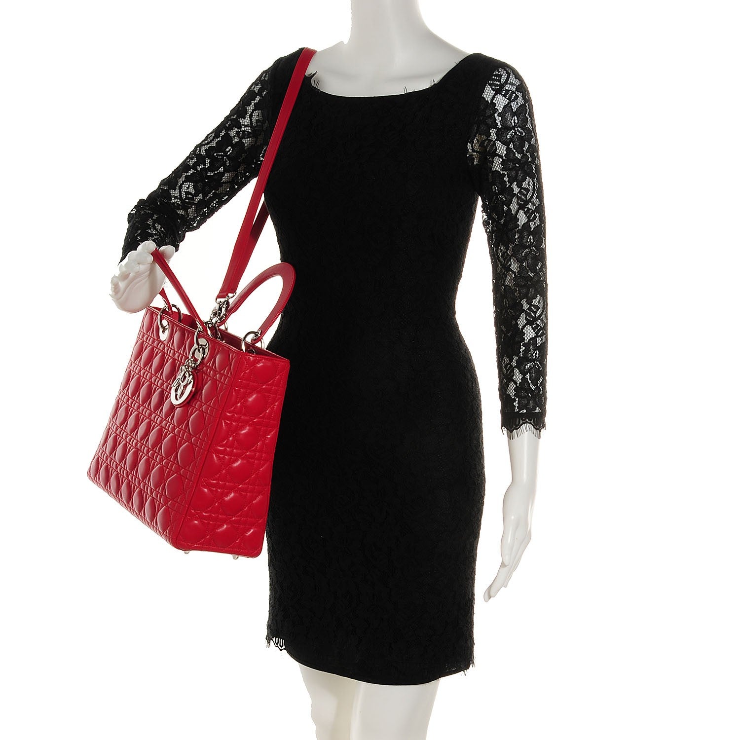 Christian Dior Lambskin Cannage Large Lady Dior Red 2 of 7