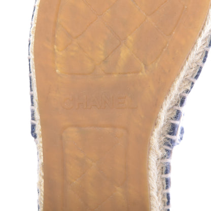 Chanel Denim Toile CC Espadrilles 36 Navy Black 7 of 14