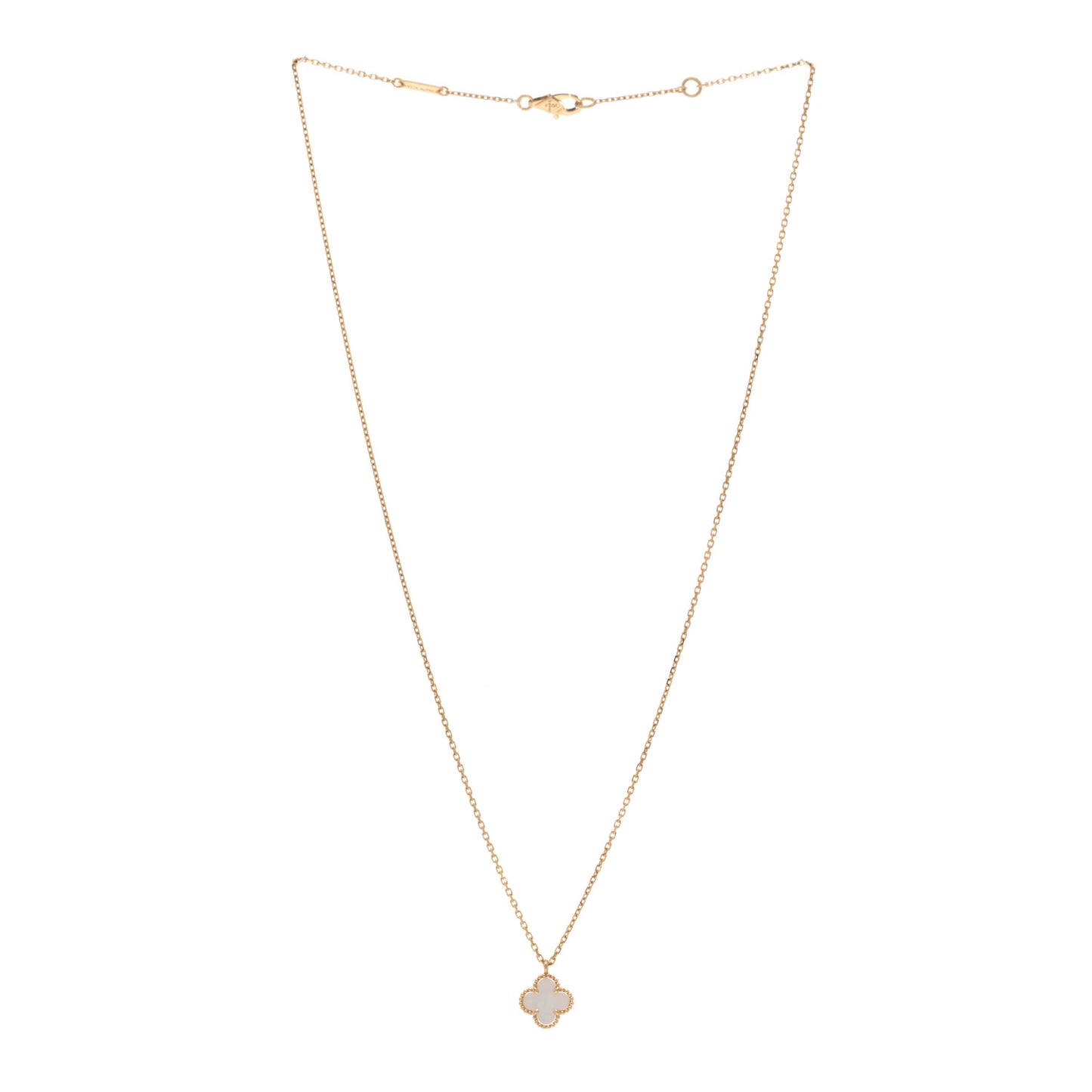 VAN CLEEF & ARPELS 18K Yellow Gold Mother of Pearl Sweet Alhambra Pendant Necklace
