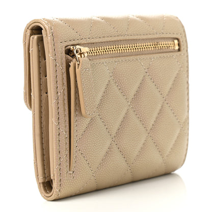 Chanel Iridescent Caviar Quilted Compact Flap Wallet Dark Beige 3 of 9