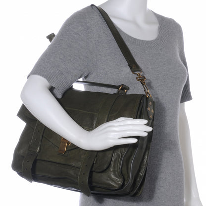 Proenza Schouler Lambskin PS1 Large Satchel Military 2 of 8