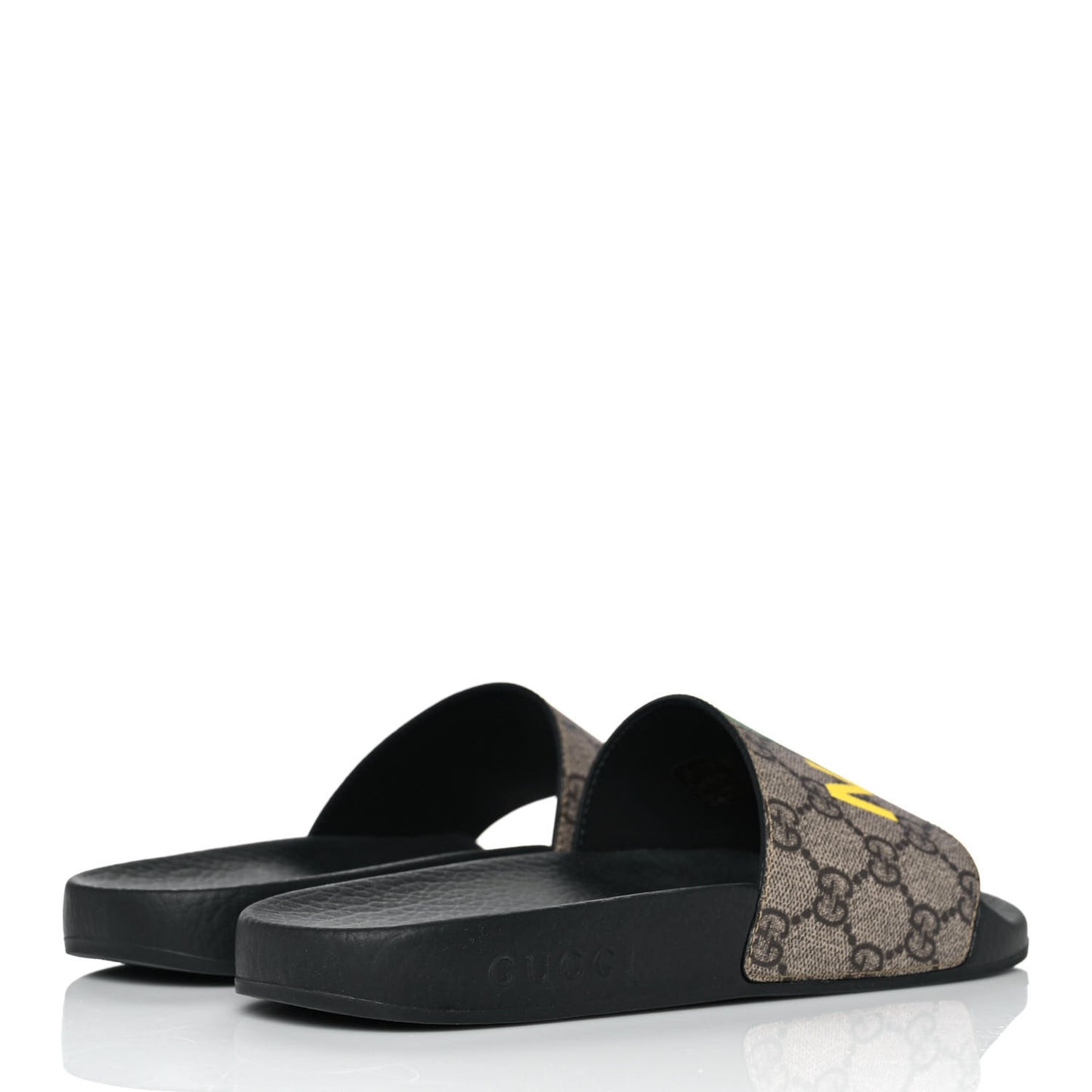 GG Supreme Monogram Fake/Not Slide Sandals 37 Beige Ebony