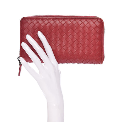Bottega Veneta Nappa Intrecciato Zip Around Wallet Red 2 of 15