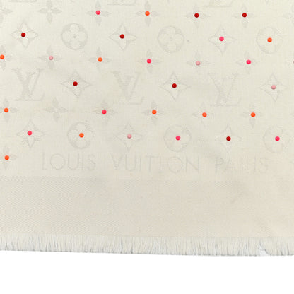 Louis Vuitton Silk Wool Embellished Poppygram Shawl White 2 of 4