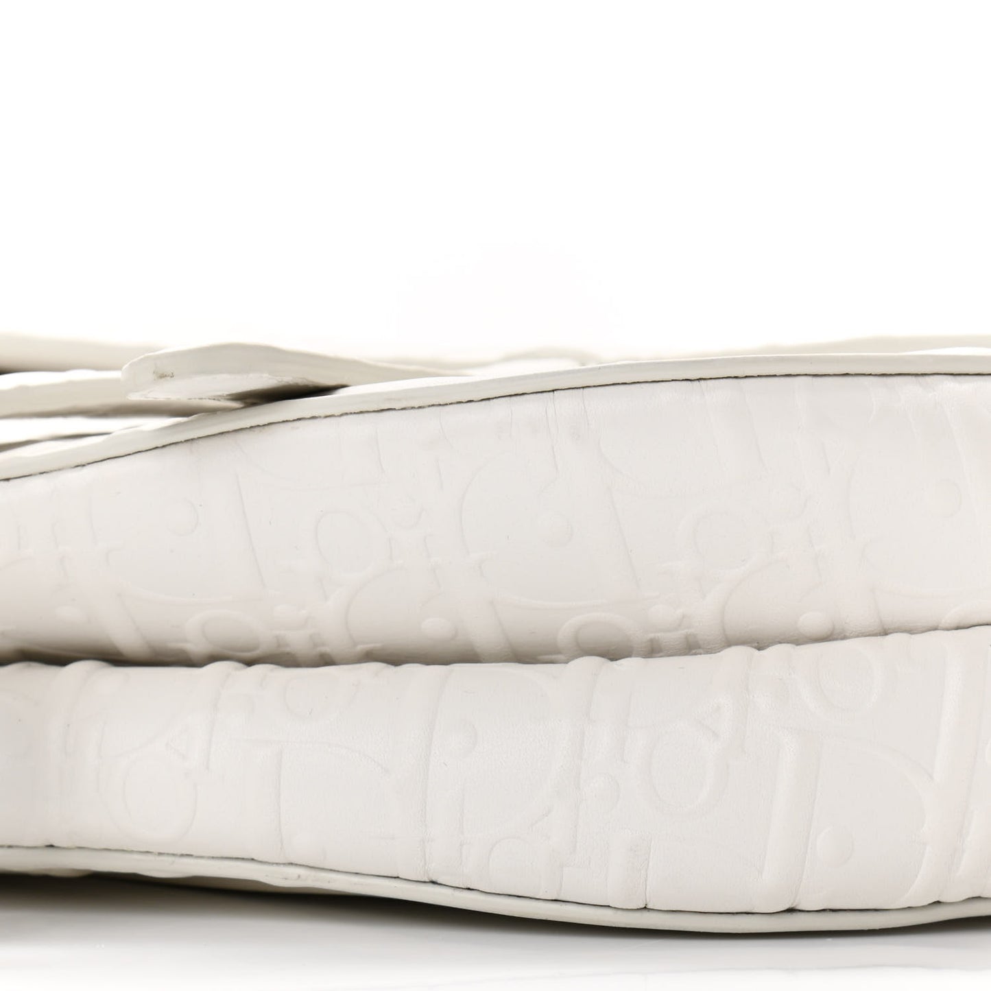 Calfskin Embossed Oblique Saddle Bag White