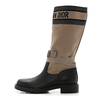 Christian Dior Technical Fabric Calfskin D-Major Boots 41 Taupe Black 1 of 8