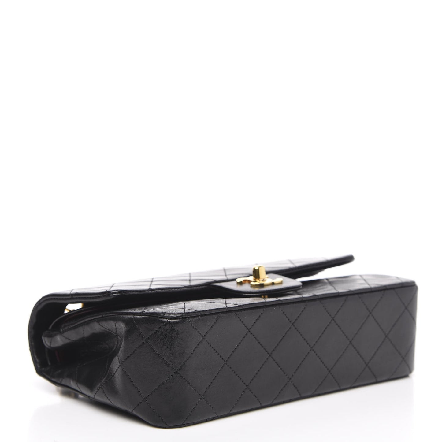 Lambskin Quilted Small Double Flap Black
