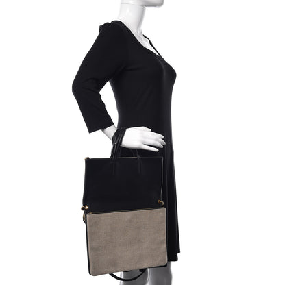 Celine Smooth Calfskin Linen Folded Cabas Black 3 of 13