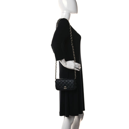 Chanel Lambskin Crochet Quilted Flap Phone Holder Black 2 of 12