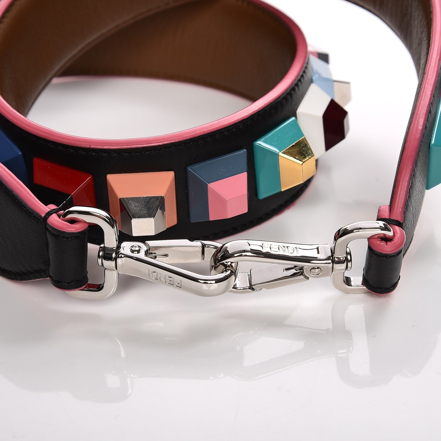 Vitello Dolce Plexiglass Bi-Color Studded Strap You Black Brownie Multicolor