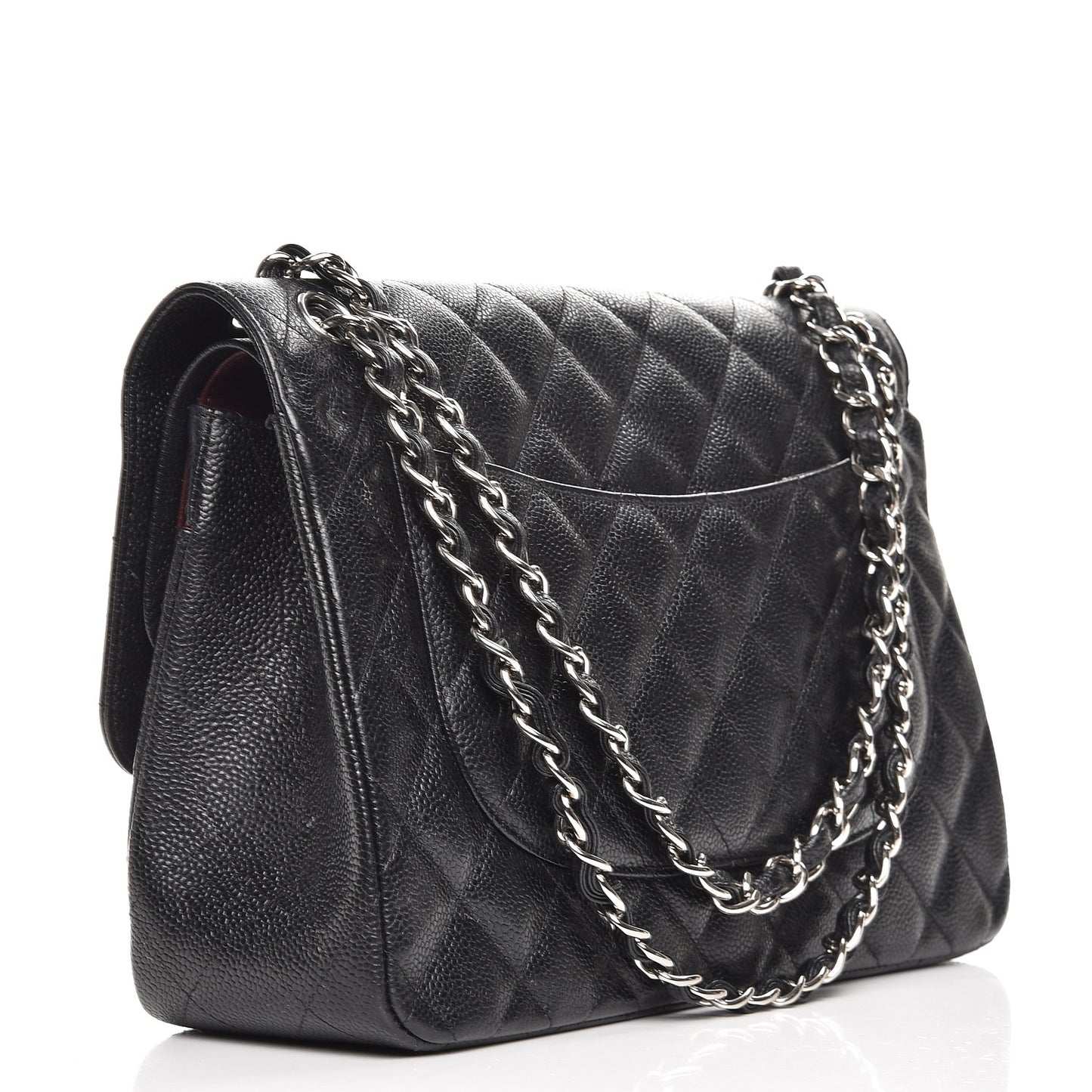 Caviar Quilted Jumbo Double Flap Black