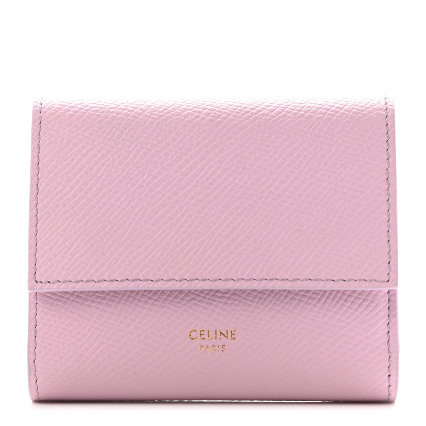 Grained Calfskin Small Tri-Fold Wallet Rose Quartz