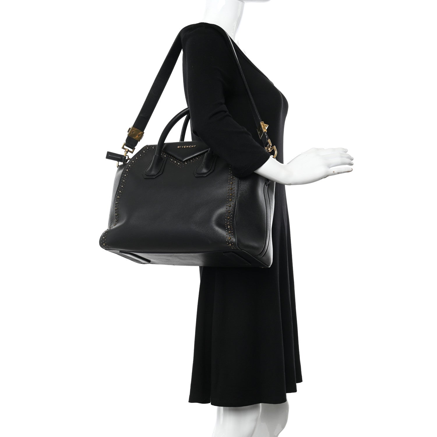 Givenchy Calfskin Medium Studded Antigona Black 2 of 13