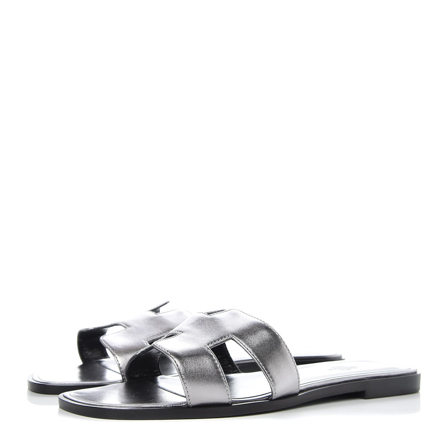 Metallic Nappa Calfskin Oran Sandals 39 Argent