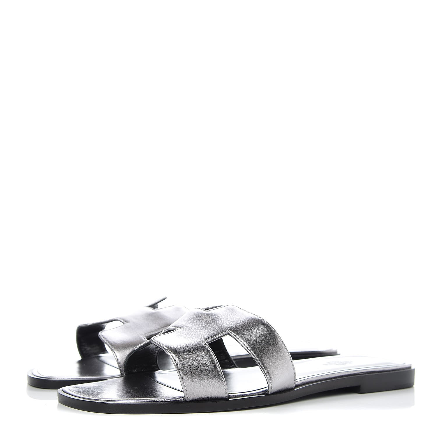 Hermes Metallic Nappa Calfskin Oran Sandals 39 Argent 3 of 9