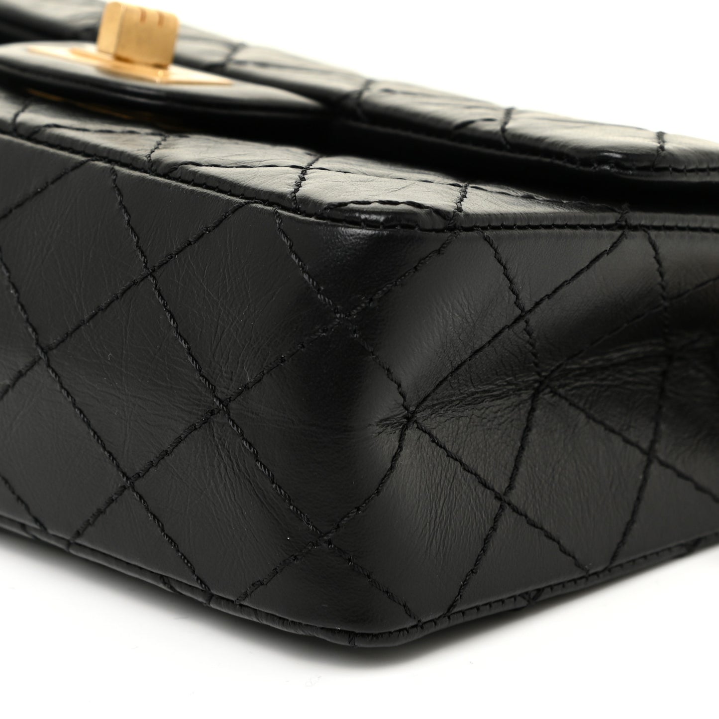 Aged Calfskin Quilted 2.55 Reissue Mini Flap Black