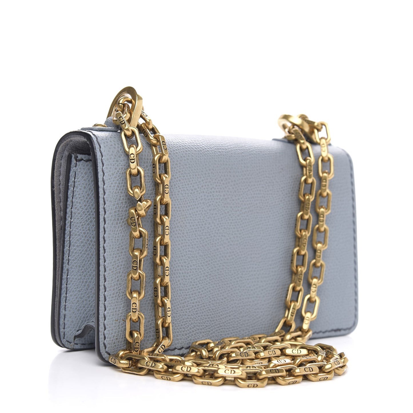 Grained Calfskin Mini J'Adior Chain Flap Bag Sky Blue