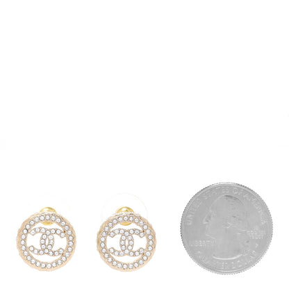 Chanel Crystal CC Round Earrings Gold 2 of 5