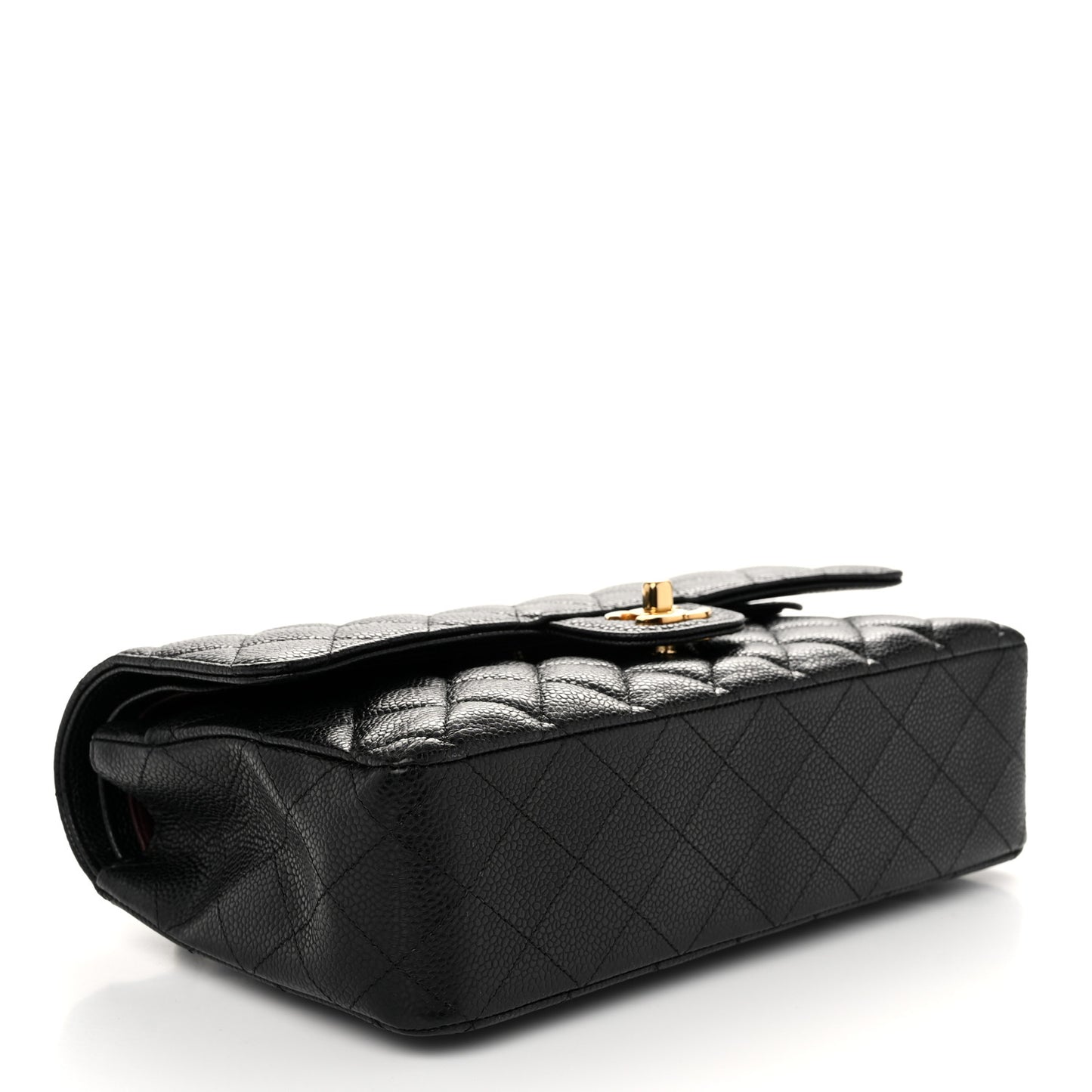 Caviar Quilted Medium Double Flap Black