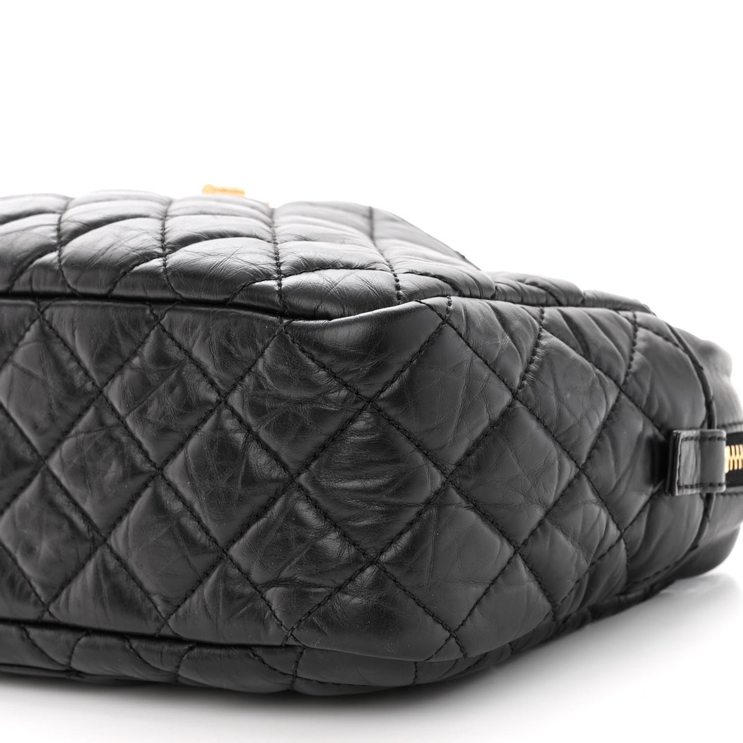Aged Calfskin Quilted Medium Reissue Camera Case Black