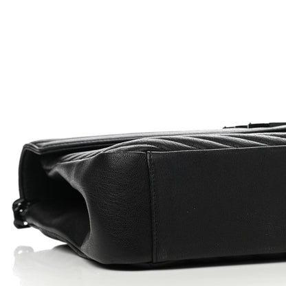 Saint Laurent Sheepskin Matelasse Chevron Monogram Monochrome Large College Satchel Black 10 of 11