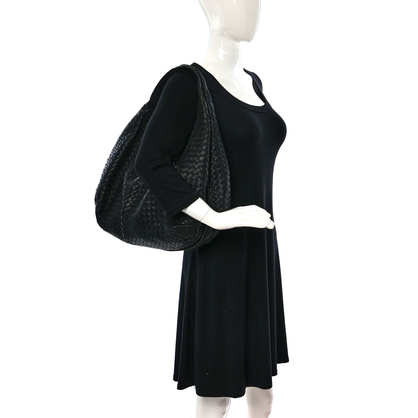 Nappa Intrecciato Large Veneta Hobo Black