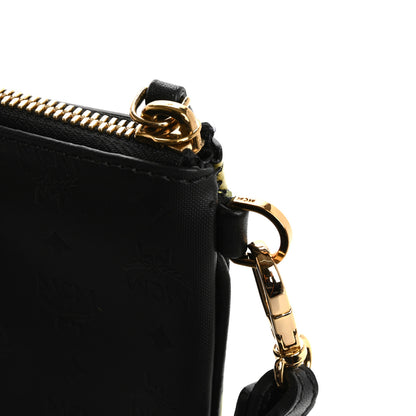 MCM Visetos Polka Dot Wristlet Zip Pouch Black Gold 10 of 10