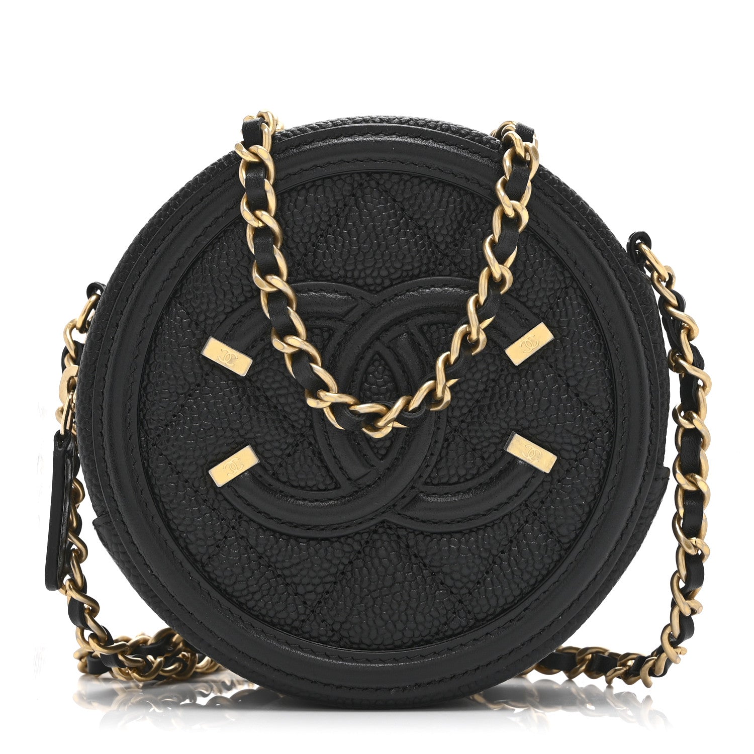 Chanel Caviar Quilted Round Filigree Crossbody Black 1 of 11