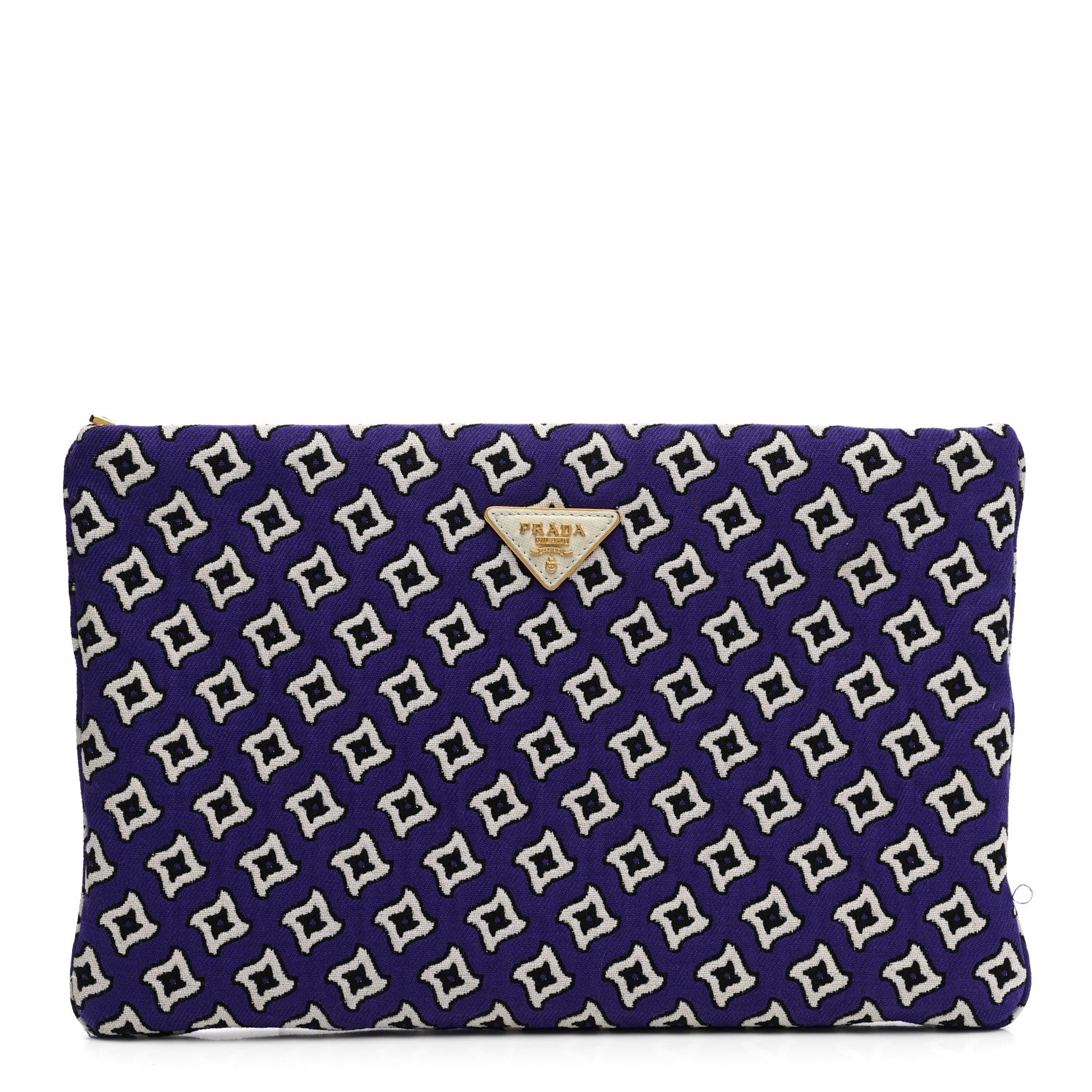 Prada Tessuto Jacquard Large Clutch Purple White 1 of 9