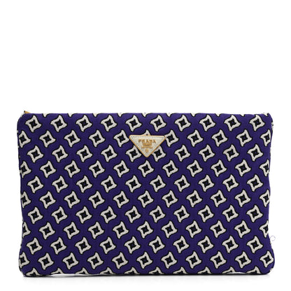 Prada Tessuto Jacquard Large Clutch Purple White 1 of 9
