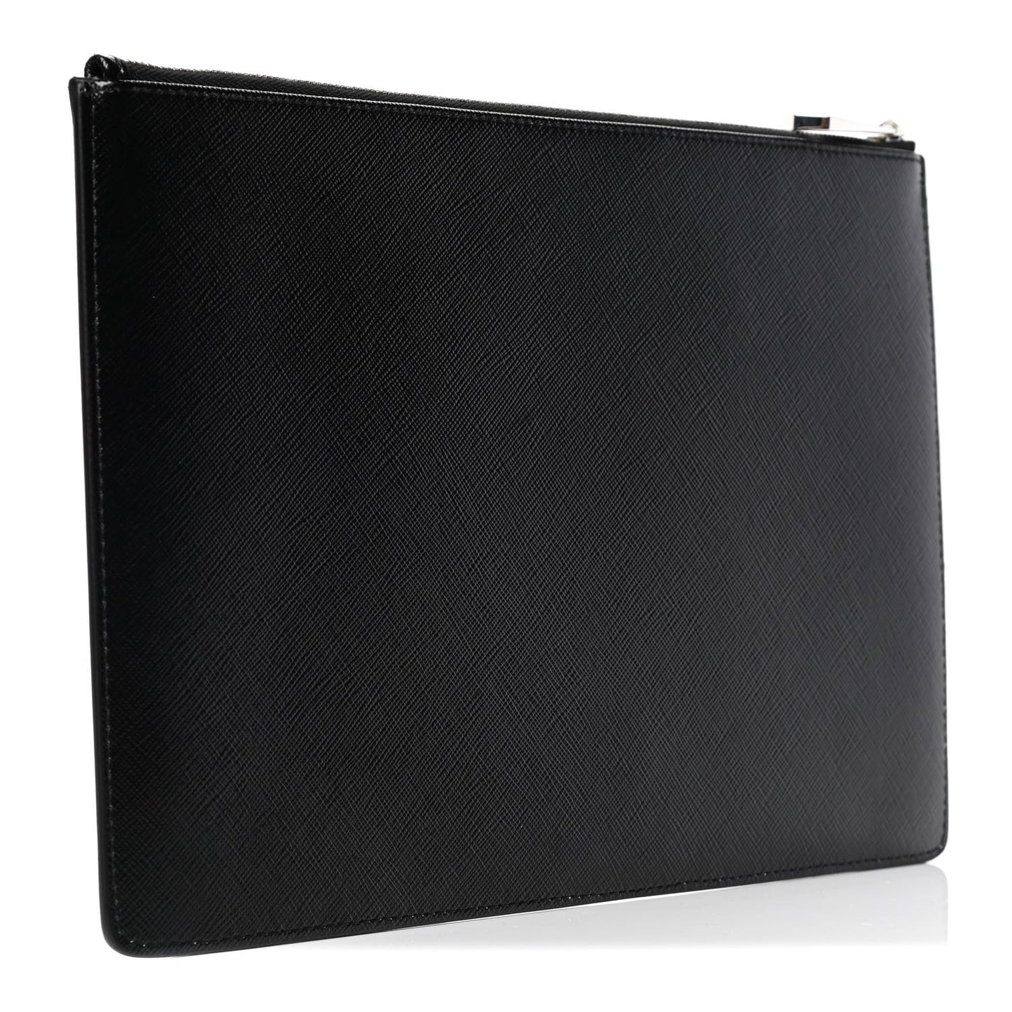 Textured Coated Canvas Icon Print Medium Pouch Black