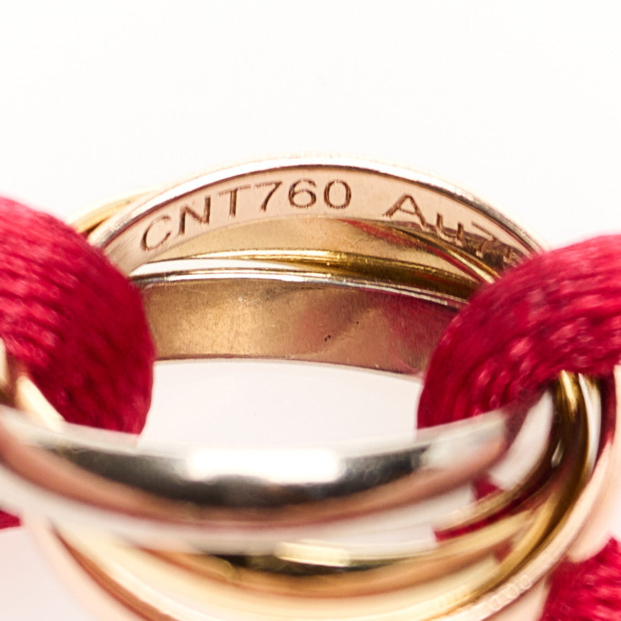 18K Pink Yellow White Gold Trinity Cord Bracelet Red