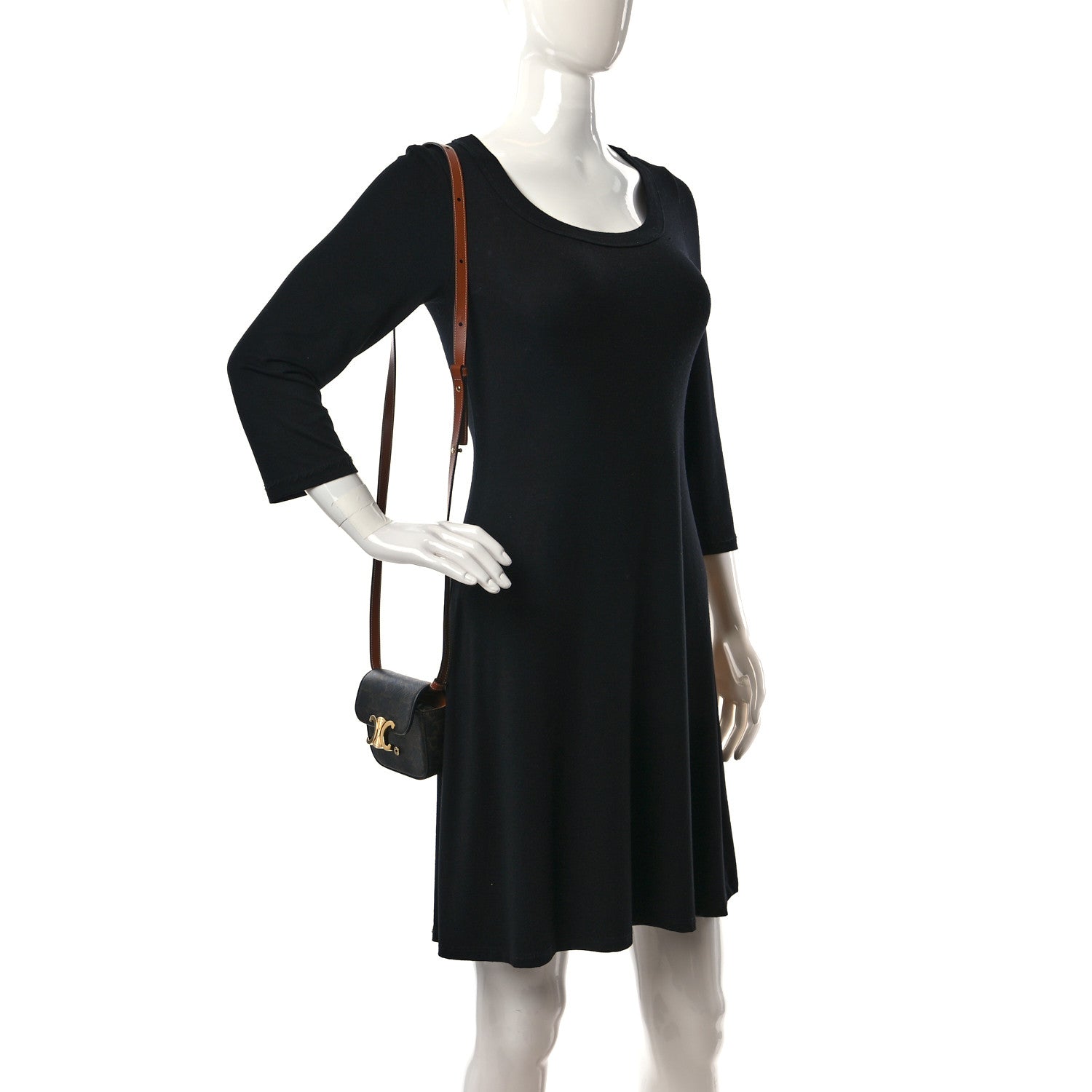 Celine Triomphe Canvas Calfskin Mini Claude Tan 2 of 9