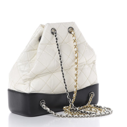 Chanel Aged Calfskin Quilted Small Gabrielle Backpack Black White 2 of 13