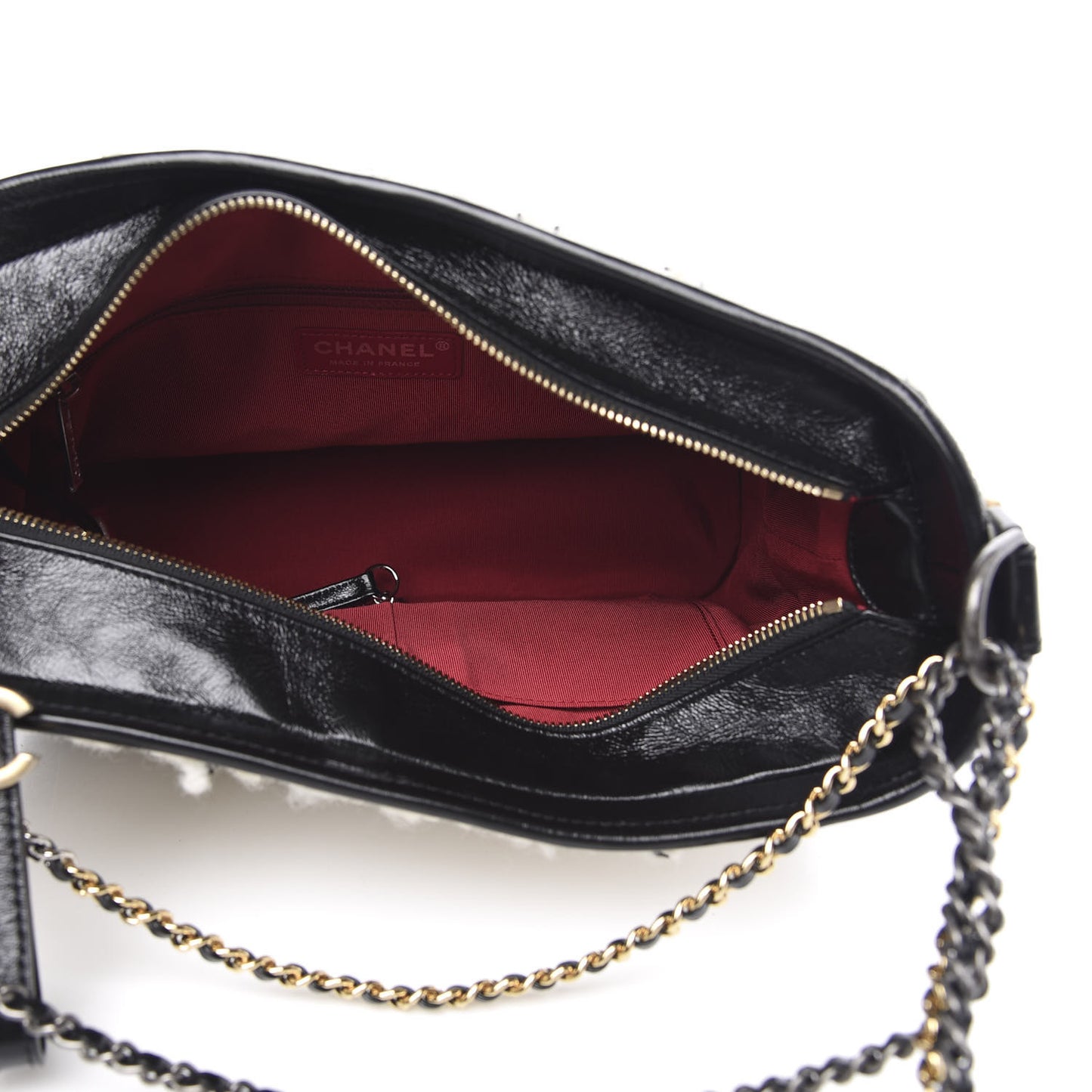 Tweed Calfskin Quilted Medium Gabrielle Hobo Ivory Black